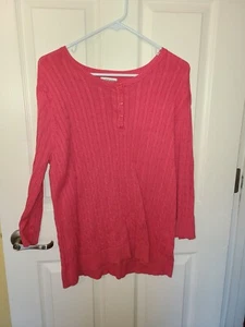 Croft & Barrow Coral Pink w/Buttons Pullover Sweater - SZ. XL - Picture 1 of 5