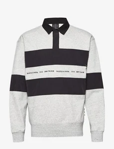Scotch & Soda Technical Woven Polo Sweatshirt XL BNWT RRP £90 Light Grey Melange - Picture 1 of 2
