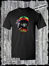 Rasta Cat T-Shirt Smoking Joint Jamaica Marijuana Pot Weed Cannabis 420 High