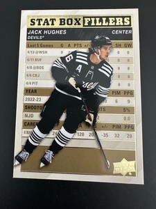 ✨2023-24 UD Upper Deck SERIES 1  Stat Box Fillers GOLD SB-14 Jack Hughes✨