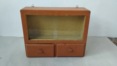 Antique  Vintage Wood&Glass  Medicine Cabinet Apothecary Wall Chest Cover
