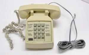 Teléfono de escritorio vintage con cable Cortelco beige bronceado crema 250044-MBA-20M - Imagen 1 de 3