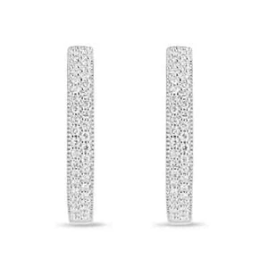 Pendientes tipo argolla de diamantes pavé redondos brillantes naturales de oro blanco de 14 k de 0,80 tcw - Imagen 1 de 10