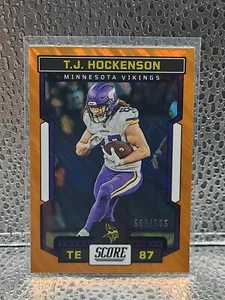 2023 Panini Score Football #113 T.J. Hockenson - Vikings, Orange /565 - Picture 1 of 2