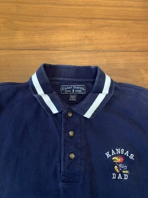 Vintage KU Jayhawks Kansas Dad Golf Polo Shirt Mens L Short Sleeve NCAA 90s Y2k - Image 1 of 4