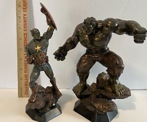 Bradford Exchange Marvel Hulk + Captain America Gallery Edition Bronze 