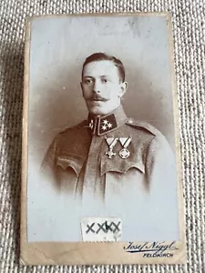 Primera Guerra Mundial Austria-Hungría CDV Foto de soldado (suboficial, sargento) con medallas militares - Imagen 1 de 3