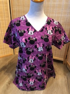 Blusa Médica Exfoliante Dibujos Animados Disney Minnie Mouse Floral Púrpura Pequeña S (H161) Foto 1 de 4