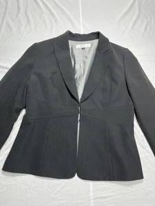 Tahari Arthur S. Levine Women's Blazer Jacket Size 14 Black White Pinstripe ASL - Picture 1 of 11