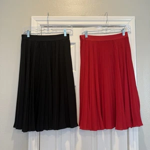Express Midi Rock Damen S schwarz rot Akkordeon Plissee minimalistisch feminin - Bild 1 von 8