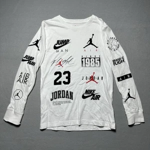 Nike Air Jordan Jumpman Flight Logo Level Up Shirt Jungen Large Langarm Weiß - Bild 1 von 6