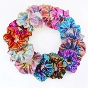Ponytail Holder Metallic Shiny Hair Band Elastic Hair Scrunchies Hair Accessorie - Picture 1 of 22