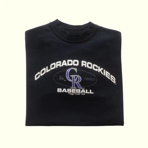 MLB COLORADO ROCKIES BASEBALL MAJESTIC VTG Y2K RETRO T SHIRT YOUTH 2000 SZ L - Picture 1 of 7