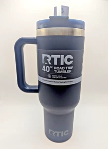 RTIC 40 Oz Bicchiere da Viaggio in Ceramica Foderato, Coperchio Resistente alle Perdite con Cannuccia, Navy - Foto 1 di 4