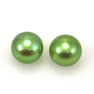8mm Button Half-drilled Freshwater Pearls Flat Back for Making Earrings AAA - Picture 1 of 14