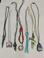Mixed Lot 7 Assorted Pendant Necklaces Dragon SeaGull Gemstone Queen of Hearts
