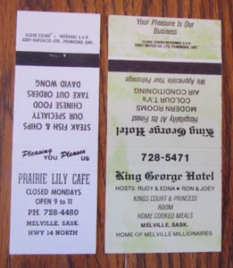MELVILLE, SASKATCHEWAN STREICHHOLZSCHACHTELN: PRAIRIE LILY CAFE & KING GEORGE HOTEL D - Bild 1 von 1
