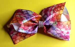 5 Inch Classic Hair Bow, Multicolor Mermaid Bow, Fits all sizes, Alligator Clip - Picture 1 of 3