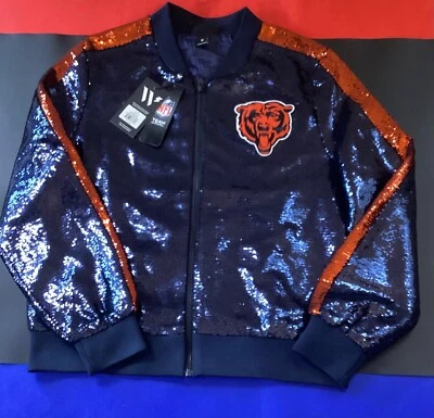 WILD COLLECTIVE NFL CHICAGO BEARS Womens Sequin Jacket Size MED MSRP $160 - Image 1 of 4