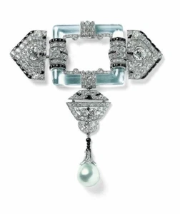 Lab Aquamarine Brooch 925 Sterling Silver Handmade Celebrity Authentic Jewelry - Picture 1 of 3
