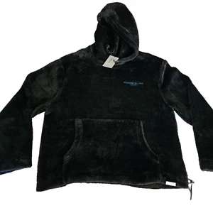 ELEVEN PARIS Men's Sweater Fleece Pullover Furry Hoodie Black Size L - Picture 1 of 13