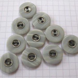10 Pewter and Blue Plastic Vintage Buttons - Picture 1 of 15
