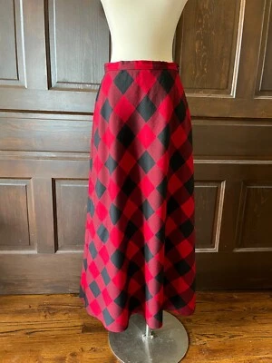 Talbots Wool Maxi Skirt Buffalo Plaid A-Line Long Size 6 Made in USA Holiday - Image 1 of 4