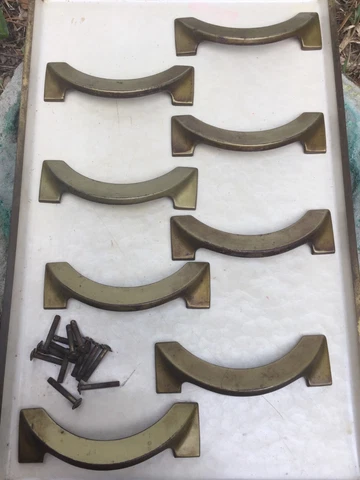 Antique, Salvaged Brass Furniture Hardware, Handles, Pulls. Art Deco Cover