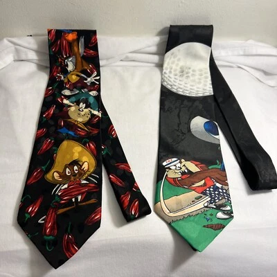 Винтажный 90-х Warner Brothers Looney Tunes персонажей и Taz галстуки лот из 2 - Изображение 1 из 4