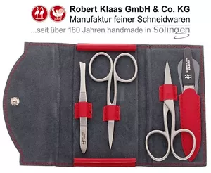 JUEGO DE 4 TIJERAS DE UÑAS DE CUTÍCULA SOLINGEN HECHAS A MANO ROBERT KLAAS ESTUCHE MARLBOR - Imagen 1 de 1