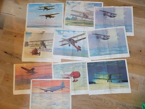 LOTE DE 10 Charles Hubbell 16""x13"" Arte de Aviación Estampado Salón de la Fama 1969-1970 - Imagen 1 de 11