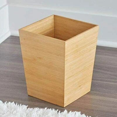 iDesign Formbu Bamboo Wood Wastebasket Small Square Trash Can Bathroom Bedroom - Image 1 of 3