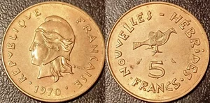 Nouvelles-Hébrides (Vanuatu) 5 francs 1970 SUP ! LEC#19 - Imagen 1 de 1
