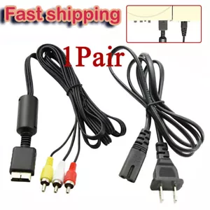 Audio AV RCA+AC Cable Power Supply Adapter Cord For Sony Playstation 1/2 PS2 FAT - Picture 1 of 6
