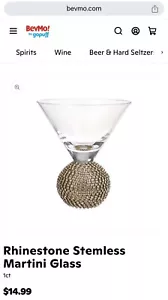 BevMo Rhinestone Stemless Martini Glasses - Set of 2 - Picture 1 of 8