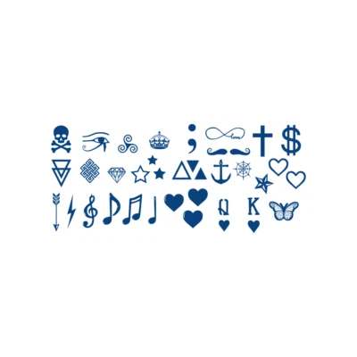 INKING HOUSE 35er Set Mini HALBPERMANENT Tattoo wasserdicht hält 1 Woche Finger Gesicht Hals Bo