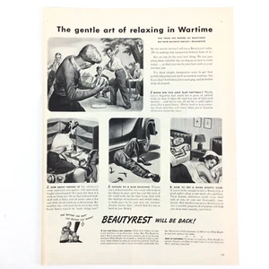 Colchón Beautyrest 1943 anuncio impreso de colección arte suave relajante en tiempos de guerra Segunda Guerra Mundial - Imagen 1 de 1