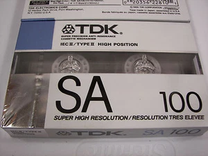 Nuevo Antiguo Stock TDK SA100 SA-100 Super Avilyn Cassette Sellado 1988 De Colección Tipo 2 - Imagen 1 de 2
