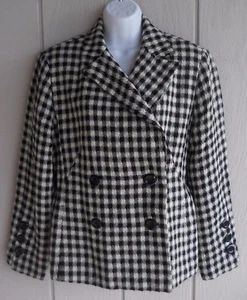 Para mujer 12 trajes Larry Levine negro blanco a cuadros doble pecho busto de pavo real 40 - Imagen 1 de 11