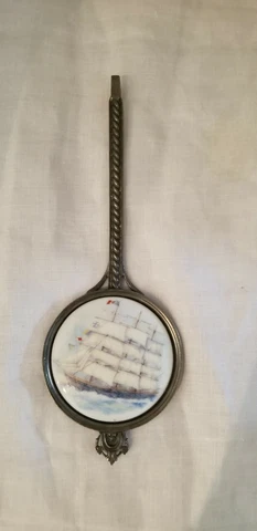 VINTAGE LIMOGES PORCELAIN SHIP BOAT MOTIF SWINGING PENDULUM WALL CLOCK Cover