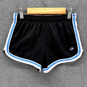 Champion Athletic Shorts Girls Small Black blue stripe Running elastic waist - Picture 1 of 13
