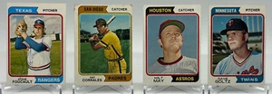 Lote de 4 tarjetas Topps 1974 firmadas. Foucault, Corrales, May & Goltz - Imagen 1 de 5