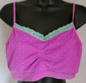No Boundaries Juniors Womens Bra Shirt Size 2XL XXL Purple Green Polka Dot - Picture 1 of 24