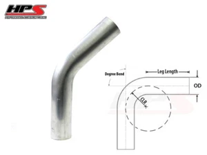 HPS 3.25" 83mm OD 45 Degree Bend 6061 Aluminum Elbow Tube Pipe 16 Gauge 3.5" CLR - Foto 1 di 1