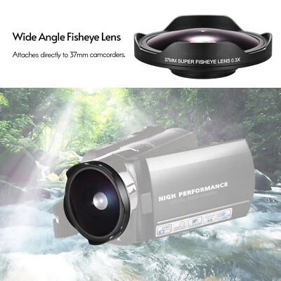 37MM Super Fisheye Lens 0.3X HD Wide Angle with Hood for Canon Camcorders N5Q2 - Image 1 of 4