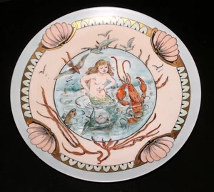 1890er DEUTSCHER, MEERJUNGFRAU & FREUNDE HANDBEMALTER TELLER, EBBA CARISON, SEHR SELTEN #3! - Bild 1 von 4