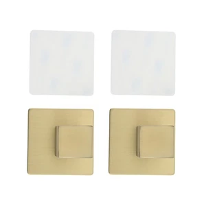 2Pcs Brushed Gold Towel Hooks for Bathroom Office Dormitory Hotel Public Place - Picture 1 of 12