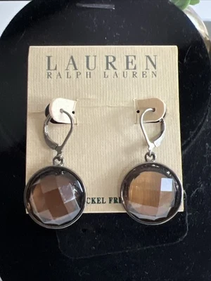 Lauren Ralph Lauren Nickle Free Brown Topaz Amber Dangle Drop Earrings On Card - Image 1 of 4