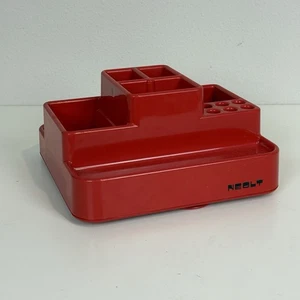 Vintage Neolt rot Kunststoff drehbar italienischer Schreibtisch Organizer 1970er Modernist - Bild 1 von 11