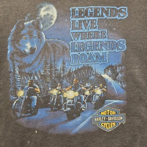 Vintage Harley-Davidson Wolf Sweatshirt Legends Live Roam Grau USA Rossiters L 90s - Bild 1 von 12